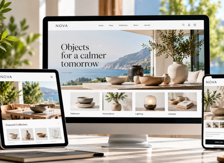 Corporate website design displayed across desktop, tablet and mobile devices, illustrating a consistent digital brand experience across customer touchpoints.